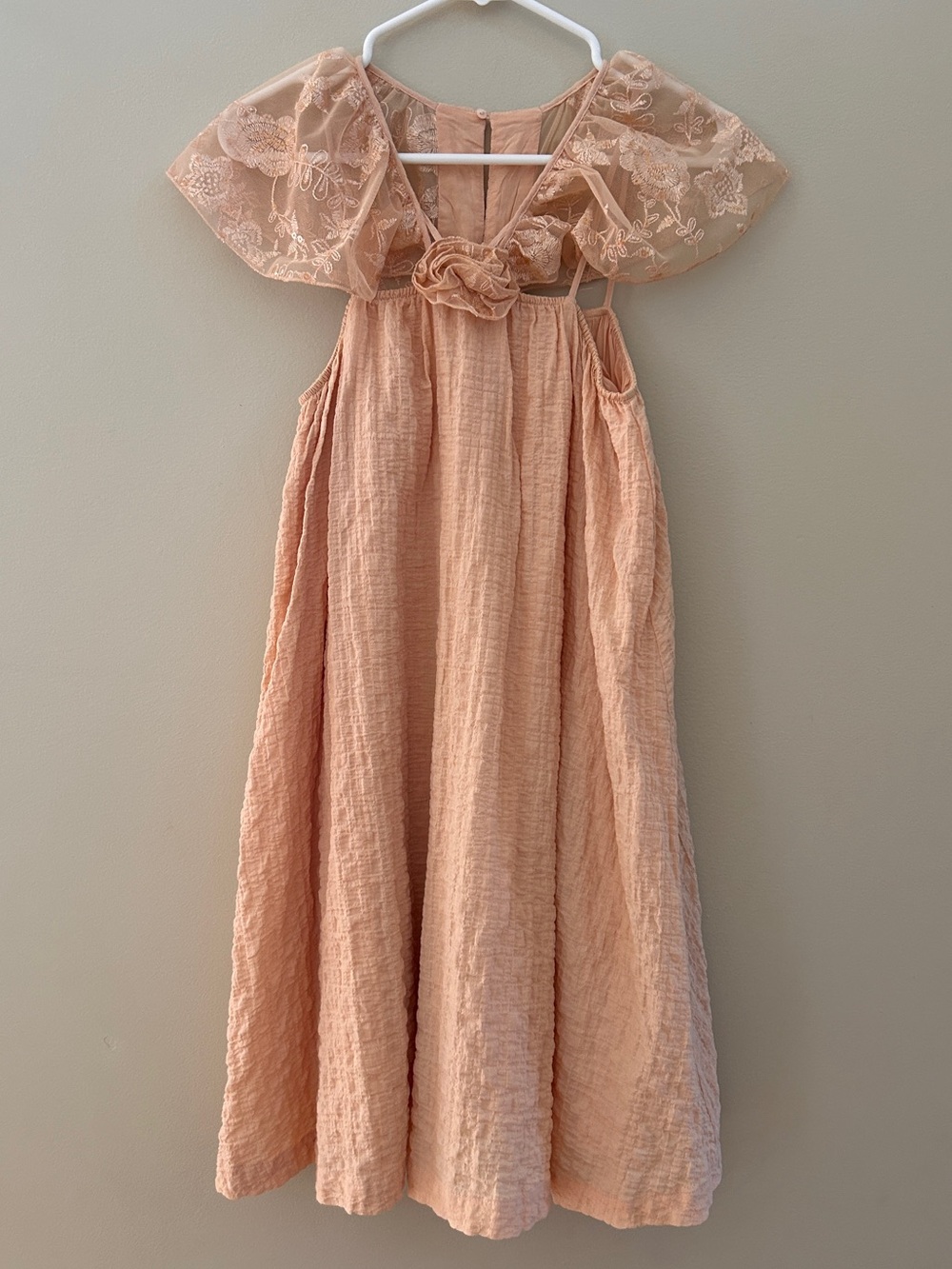 Zara Peach Lace Yoke Maxi Dress for Girls
